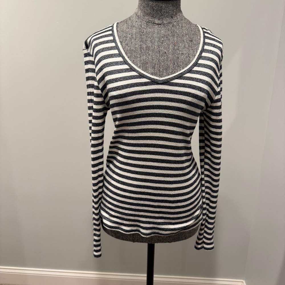 Michael Star for Anthropologie, striped metallic knit shirt